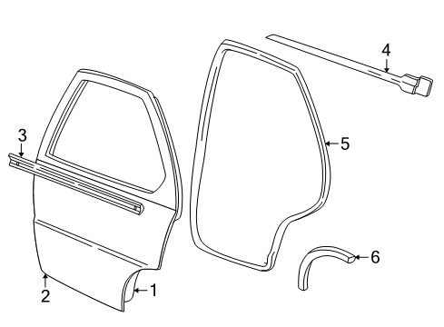 1996 Pontiac Sunfire Rear Door Weatherstrip Asm-Rear Side Door <Use 1C5K Diagram for 22654573