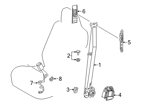 2021 Lexus UX200 Seat Belt Adjuster Diagram for 73200-42020