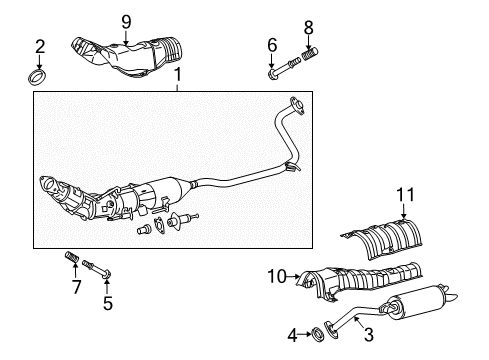 2012 Toyota Prius Exhaust Components Muffler & Pipe Diagram for 17430-37380