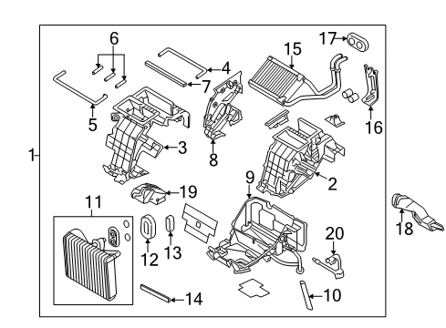 2019 Genesis G80 Air Conditioner Case-Heater & Evaporator, Lower Diagram for 97136-B1500