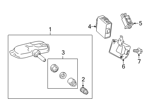 2017 Toyota Prius V Tire Pressure Monitoring Tire Pressure Sensor Diagram for 42607-52020