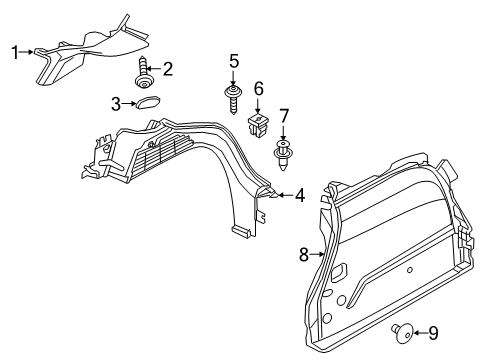 2020 Fiat 500X Interior Trim - Quarter Panels Retainer Diagram for 6106178AA