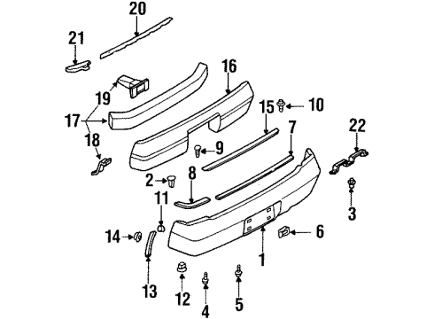 1996 Nissan Maxima Rear Bumper Screw Diagram for 01466-00241