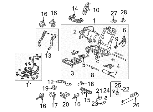 2010 Acura RL Power Seats Switch Assembly, Driver Side Lumbar Support (Premium Ivory) Diagram for 81651-SJA-A01ZE