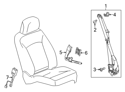 2019 Cadillac ATS Seat Belt Seat Belt Assembly Lower Bolt Diagram for 11547156