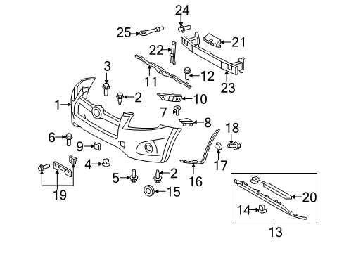 2010 Toyota RAV4 Front Bumper Bumper Cover Screw Diagram for 90168-50050