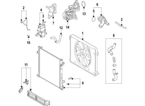 2021 Toyota Sienna Cooling System, Radiator, Water Pump, Cooling Fan HOUSING SUB-ASSY, WA Diagram for 16032-F0012