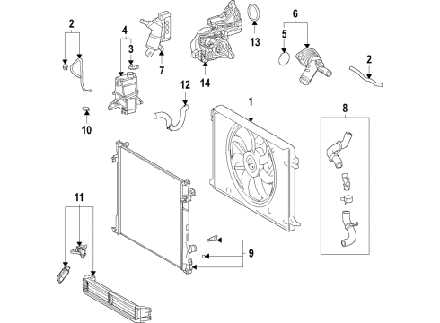 2021 Toyota Sienna Cooling System, Radiator, Water Pump, Cooling Fan Water Pump Housing Diagram for 16032-F0010