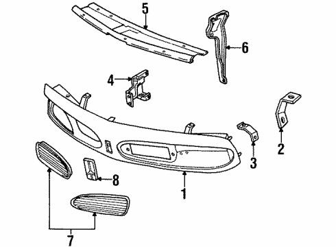 1996 Oldsmobile LSS Grille & Components Brace-Front End Sheet Metal Cr Diagram for 25554057