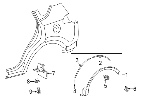 2016 Toyota RAV4 Exterior Trim - Quarter Panel Front Plate Diagram for 65632-0R060