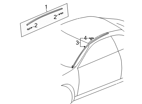 2003 Acura CL Exterior Trim - Roof Molding Assembly, Driver Side Roof (Nighthawk Black Pearl) Diagram for 74316-S3M-A00ZA
