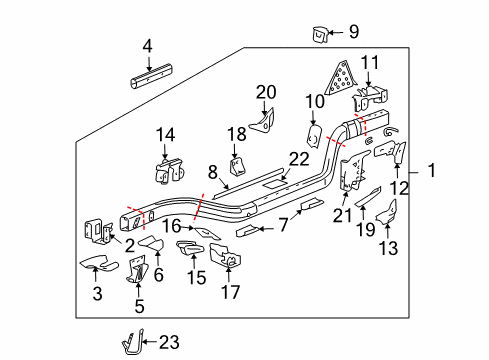 2010 Saturn Sky Frame & Components Bracket Diagram for 10414186