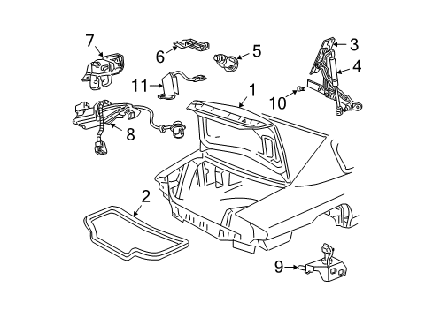 2000 Buick Regal Trunk Hinge Asm-Rear Compartment Lid Diagram for 10341158