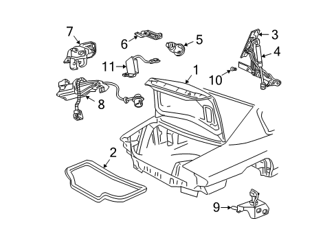 2000 Buick Regal Trunk Striker Diagram for 10319358