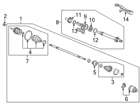 2002 Acura RSX Drive Axles - Front Shaft Assembly, Half (At) Diagram for 44500-SCV-A10