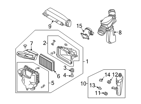 2003 Infiniti FX35 Powertrain Control Body Assembly-Air Cleaner Diagram for 16528-AL500