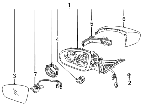 2020 Kia Cadenza Parking Aid Outside Mirror Assembly Diagram for 87620F6740