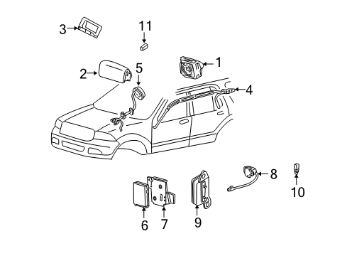 2003 Lincoln Navigator Air Bag Components Sensor Diagram for 3F2Z-14B416-BA