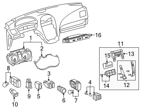 2008 Lexus ES350 Mirrors Housing Sub-Assy, Heater Control Diagram for 55904-33260