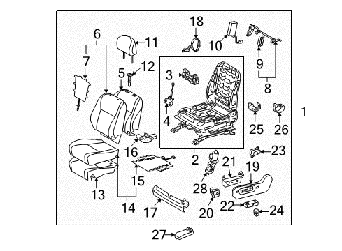 2011 Toyota Highlander Driver Seat Components Seat Cushion Pad Diagram for 71512-0E080