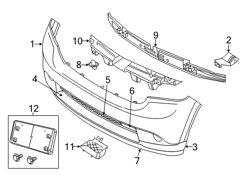 2011 Dodge Durango Front Bumper Bracket-Front Bumper Diagram for 55079224AC