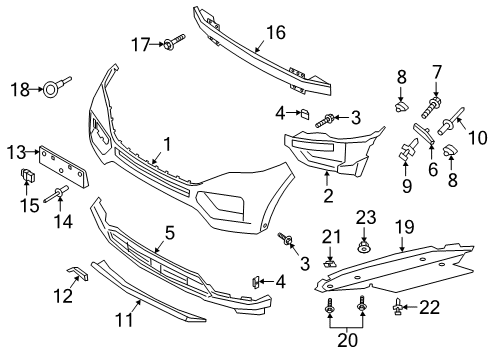 2021 Ford Explorer Bumper & Components - Front End Cover Diagram for LB5Z-17E811-BB