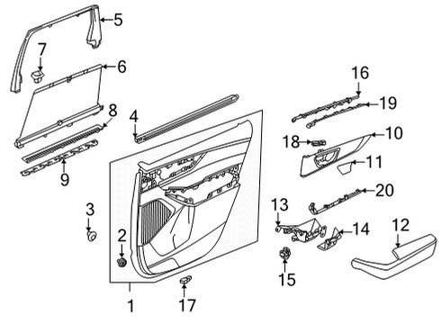 2022 Acura MDX Interior Trim - Rear Door Armrest Passenger Side (Type Z) Diagram for 83703-TYA-A11ZL