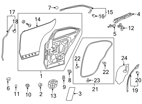 2020 Lexus UX250h Rear Door Panel Sub-Assembly, RR D Diagram for 67003-79045