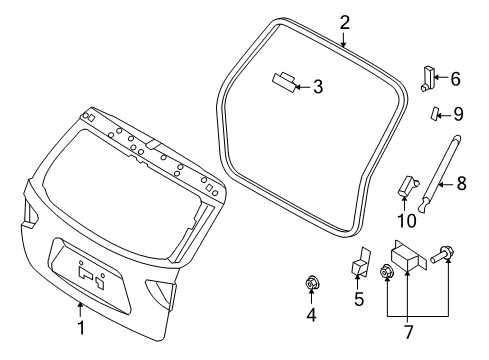 2010 Hyundai Veracruz Tail Gate Hinge Assembly-Tail Gate Diagram for 797102E000