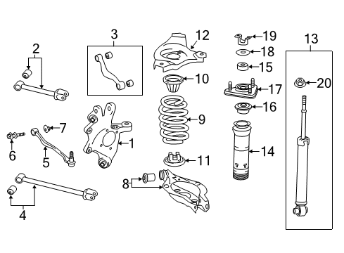 2021 Lexus IS300 Rear Suspension Components, Lower Control Arm, Upper Control Arm, Ride Control, Stabilizer Bar ABSORBER Assembly, Shock Diagram for 48530-80A61