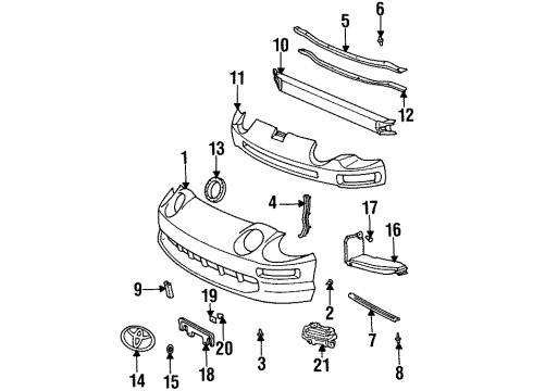 1996 Toyota Celica Front Bumper Upper Retainer Diagram for 52521-20191