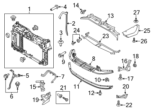 2014 Ford Fiesta Radiator Support Spoiler Screw Diagram for -W500213-S437