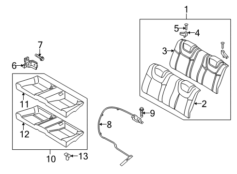 2013 Hyundai Genesis Coupe Rear Seat Components Guide-Rear Seat Back WEBBING, L Diagram for 89310-2M000-9P