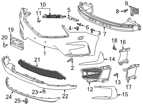 2019 Acura RDX Front Bumper In. Garnish Right, Front Bumper Diagram for 71103-TJB-A00