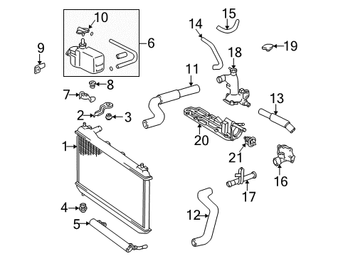 2001 Lexus ES300 Radiator & Components Lower Hose Diagram for 16572-20040