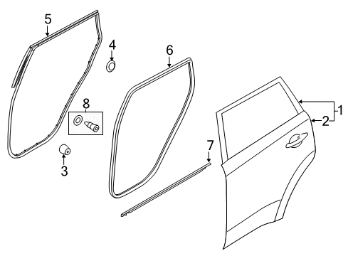 2015 Kia Soul Rear Door WEATHERSTRIP-Rear Door Body Side Diagram for 83110B2000