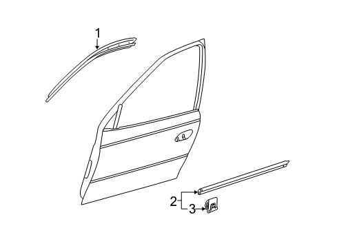 2006 Pontiac GTO Exterior Trim - Door Molding Asm-Front Side Door Window Belt Outer Reveal Diagram for 92093580