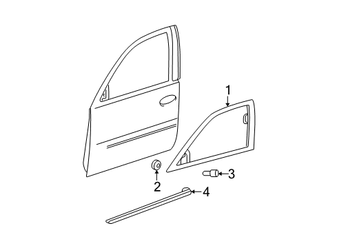 2006 Cadillac DTS Exterior Trim - Front Door Body Side Molding Diagram for 22760266