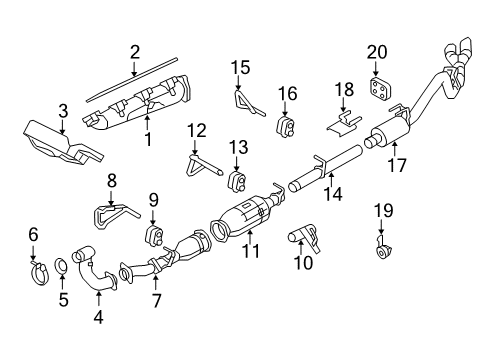 2009 Ford F-250 Super Duty Exhaust Components Muffler Bracket Diagram for 7C3Z-5259-B