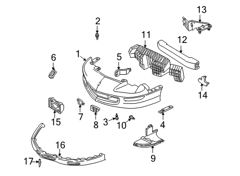 1996 Chevrolet Camaro Front Bumper Spoiler Rivet Diagram for 22093245