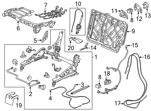 2014 Acura MDX Tracks & Components Frame, Driver Side Diagram for 81726-TZ5-A01