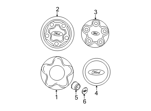 2002 Ford Ranger Wheel Covers & Trim Wheel Cap Diagram for F87Z-1130-KA