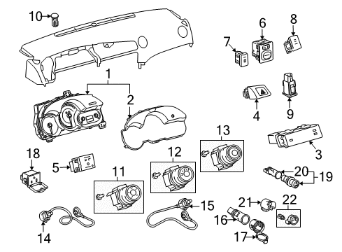 2011 Toyota Matrix Switches Dash Control Unit Diagram for 55903-02070