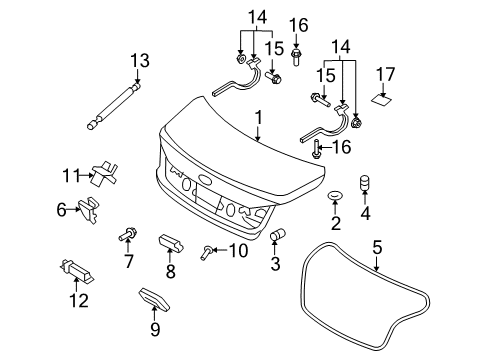 2011 Hyundai Genesis Trunk Hinge Assembly-Trunk Lid, RH Diagram for 79220-3M000