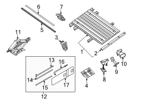 2005 Nissan Frontier Spare Tire Carrier, Floor Jack Complete Diagram for 99550-ZP40A