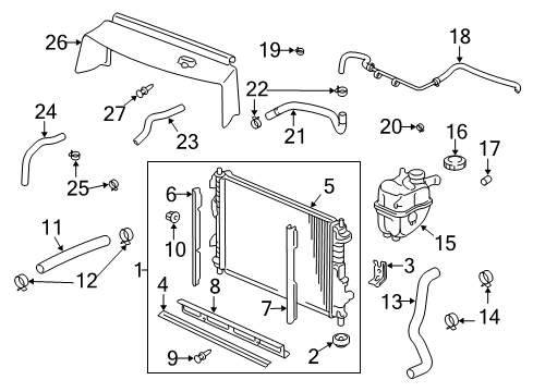 2003 Saturn Vue Radiator & Components Radiator Assembly Diagram for 15821839