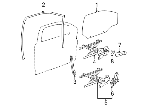 2006 Chevrolet Cobalt Front Door Channel Asm-Front Side Door Window Rear Diagram for 25988467