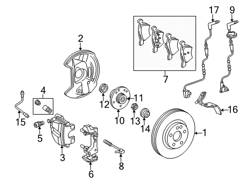 2004 Chrysler Crossfire Brake Components Adapter-Disc Brake CALIPER Diagram for 5139217AA