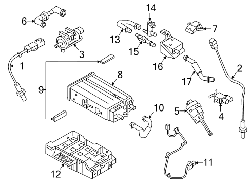 2017 Kia Sedona Emission Components Canister Assembly Diagram for 31410A9500