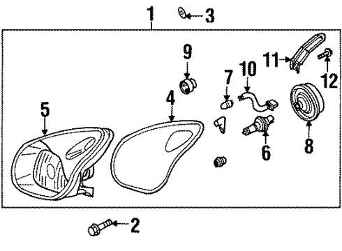 1999 Isuzu VehiCROSS Headlamps Bolt, Headlight Diagram for 8-97147-194-0